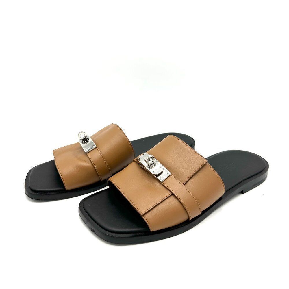 Hermes Gold/Black Gabriel Sandals